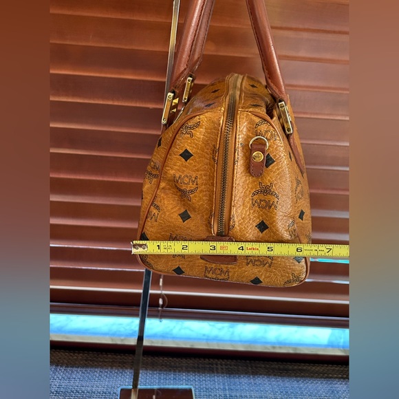 MCM Small Cognac Visetos Boston Bag - Picture 4 of 11